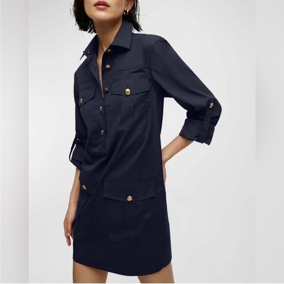 Veronica Beard Saude Dress in Navy 2 - Picture 5 of 7